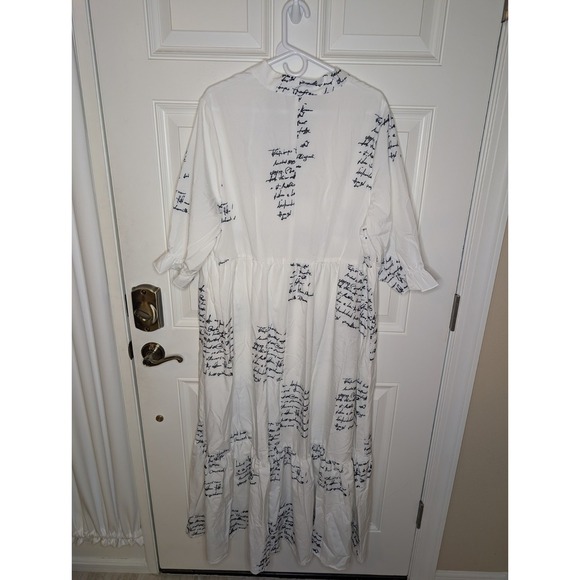 Shein Vcay Plus Size Women's Sz 16 (2XL) Collared Swing Dress White Swiftie NWT - Picture 5 of 9